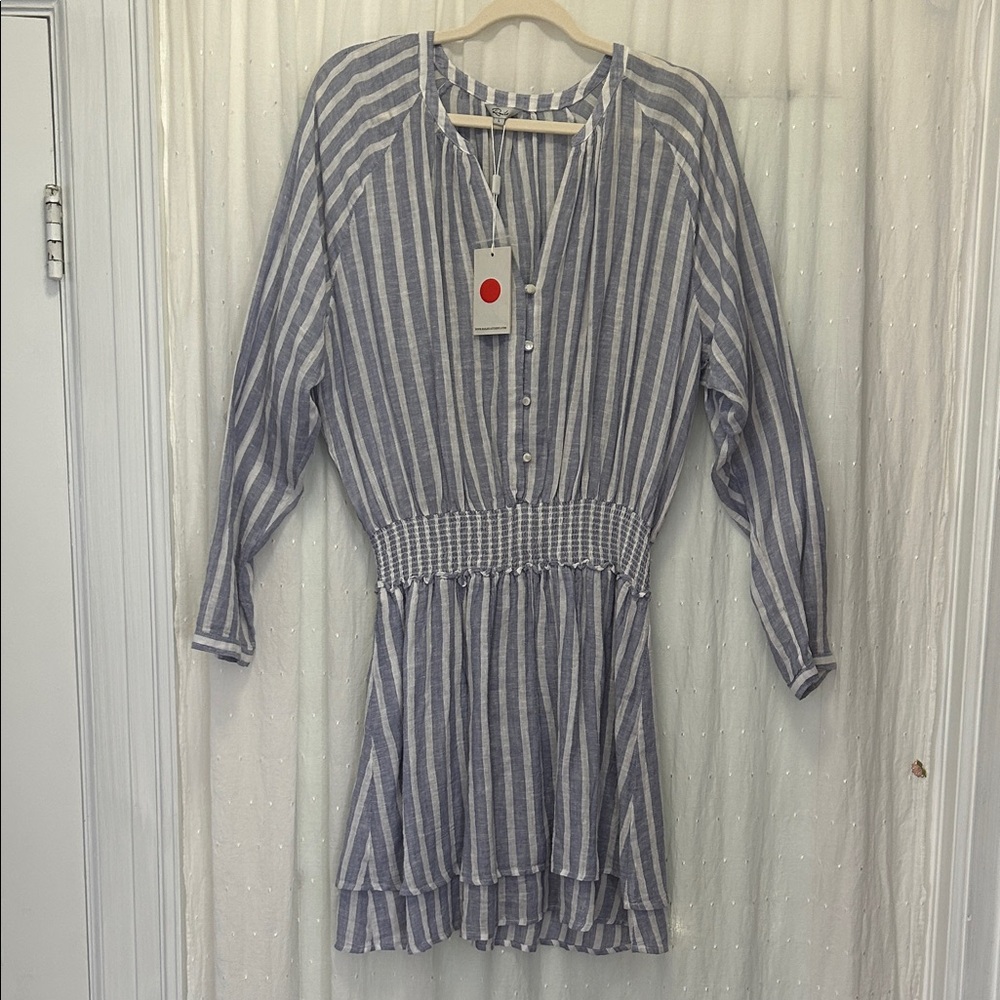 Rails Dress Linen Jasmine Rhone Striped Blue/White Beach Relaxed Resortwear